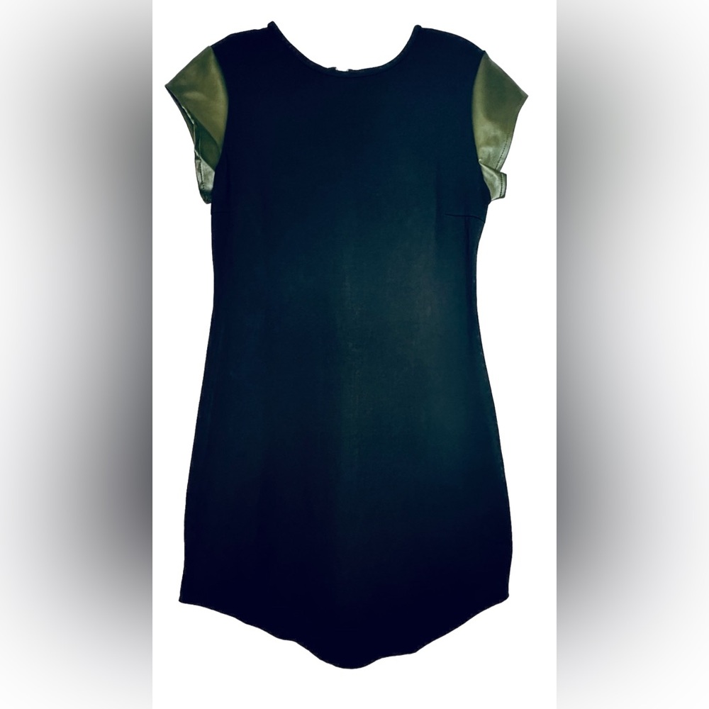 House Of Wallace LC Dress Black Green Zip Up Stretch Midi Size XS NWT